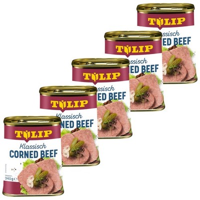 TULIP 5x 340g Corned Beef Delikatesse in Konservendose Proteinquelle Rindfleisch