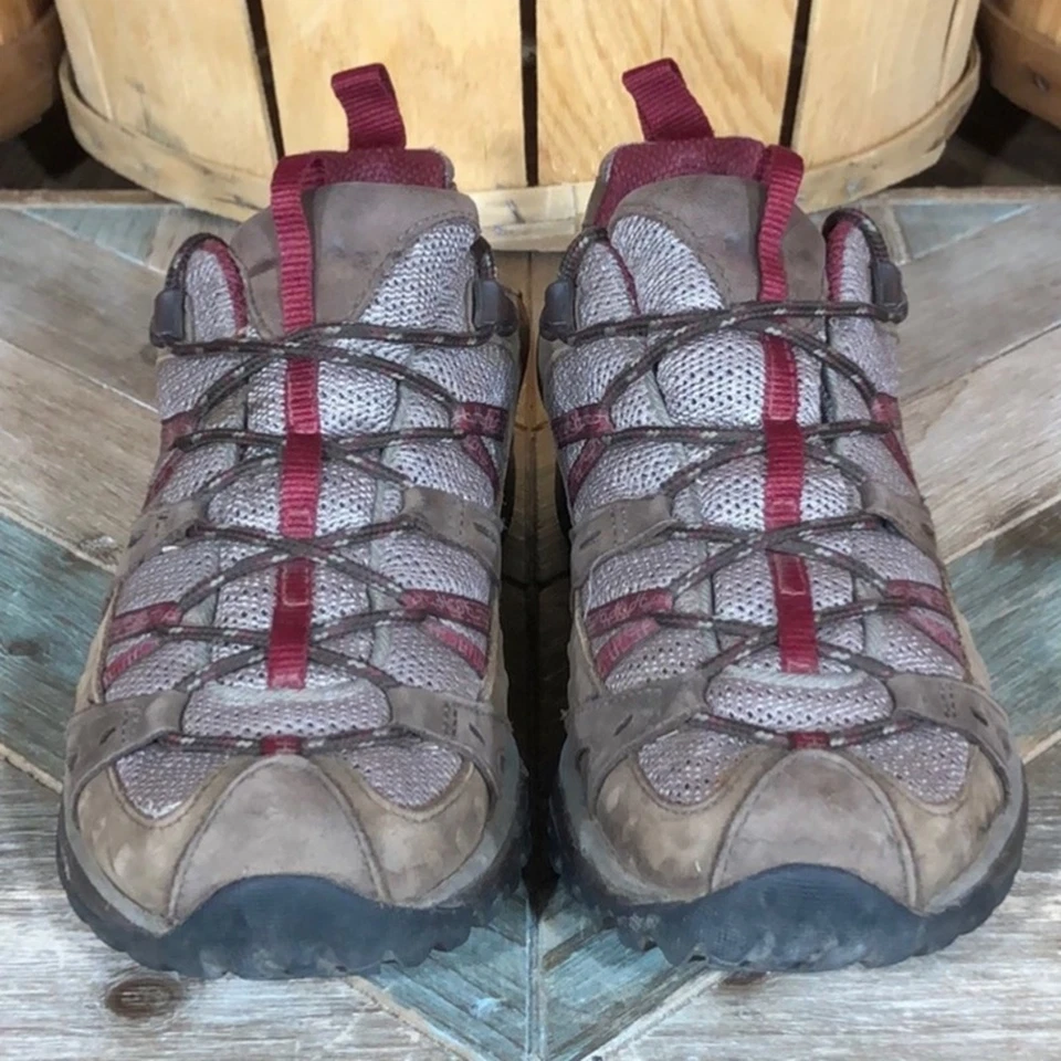 Sapatos de caminhada femininos Merrell Siren Sport GTX couro marrom malha impermeável tamanho 8 - Imagem 4 de 4