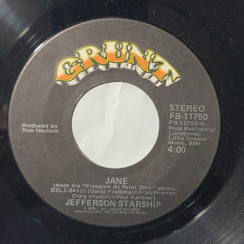Jefferson Starship ~ Jane/ Freedom At Pont Zero ~ Grunt 45 RPM Record - Foto 2 di 4