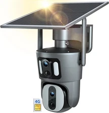 4G Cellular Security Camera【Dual Lens】 15600mAh 2K HD Solar 4G LTE Camera