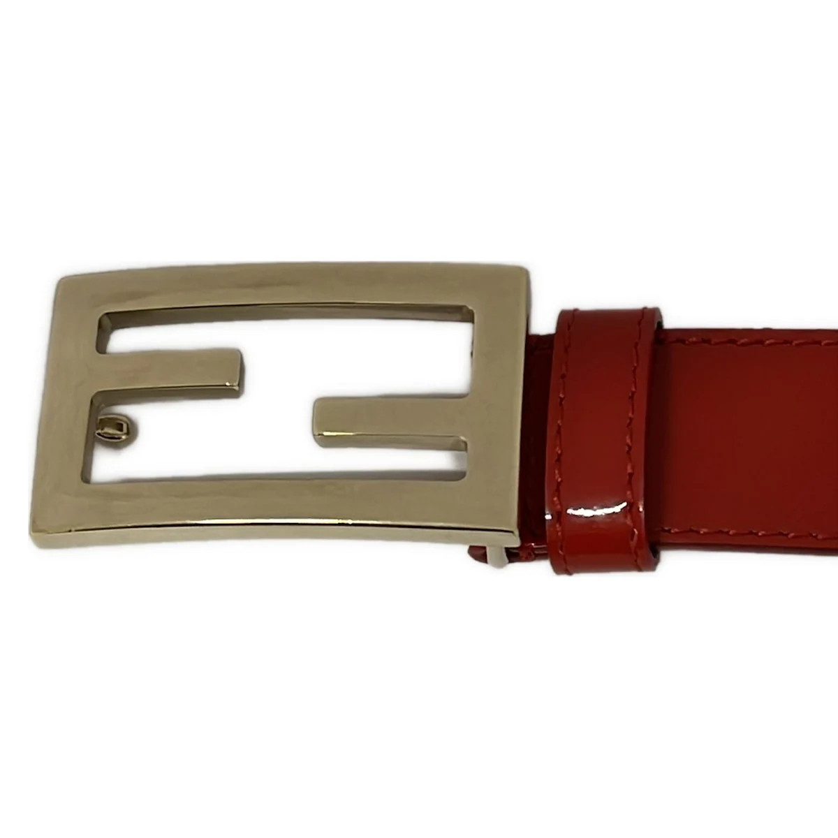 FENDI - Red Gold Patent Leather Belt Fendi Black/Red Leather Reversible Belt (As Is) – Mine & Yours main image 4