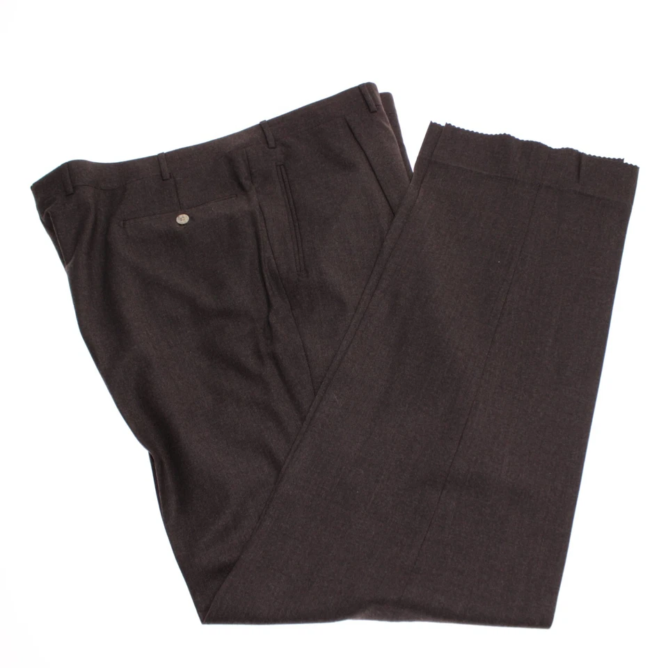 Pantalones de vestir Corneliani nuevos con etiquetas talla 42 EE. UU. en mezcla de lana marrón melange Foto 2 de 4
