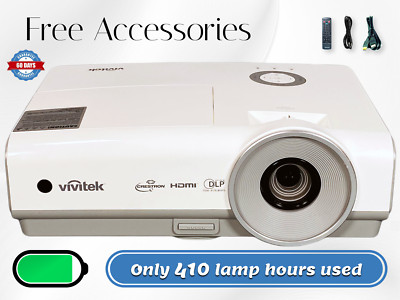 ViviTek D859 DLP Projector 3600 ANSI HD 4k HDMI Only 410 Lamp Hours Used!