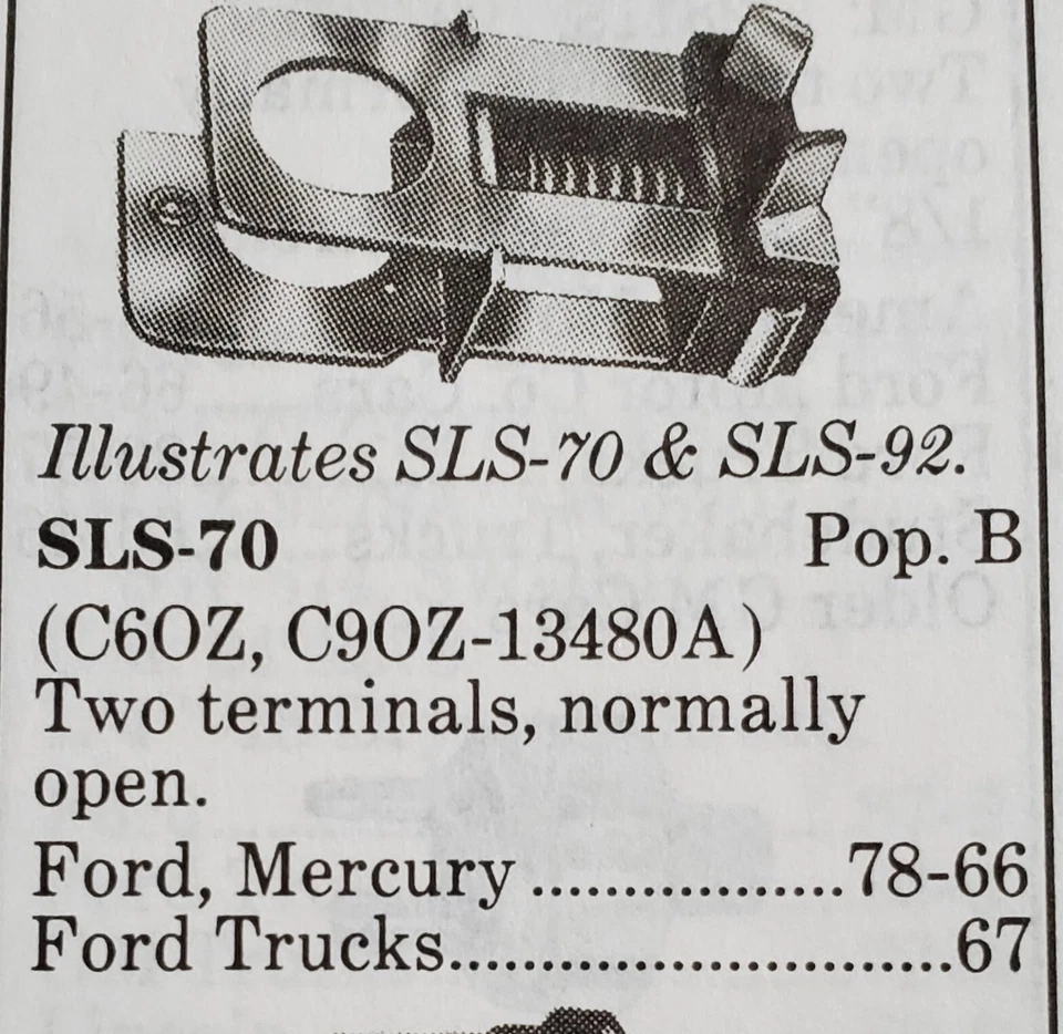 GP Sorensen SLS-73 刹车灯开关 1966 - 78 福特和水星 1967 福特卡车 — 第 3/4 张图片