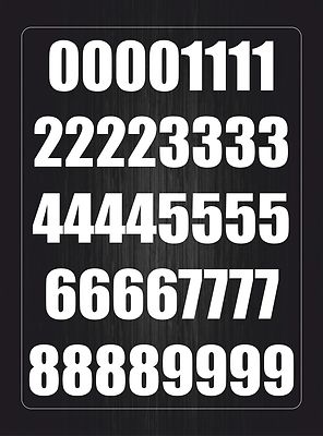 Motocross Numbers Number Sheet Vinyl Decals / Stickers - White