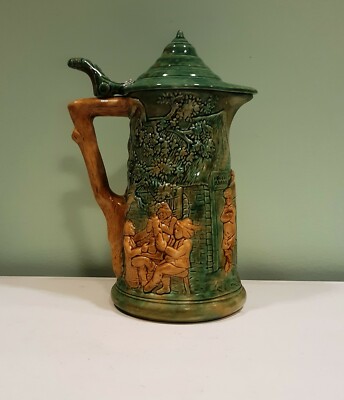 Elras Belfast Maine Lidded Pitcher German Garden Style Ceramic Pottery