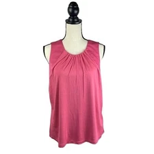 NWT Banana Republic Sleeveless Shirt SZ S Stretchy Double Layer in Front Pink
