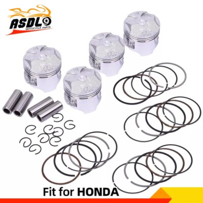 4 Sets 48.5mm STD Piston Rings Pin Circlips Kit for Honda CBR250 MC14 MC17 KT7