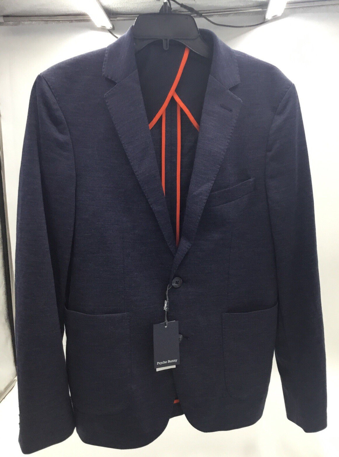 Psycho Bunny Mens Evans Contemporary Fit Wool Stretch Suit-Navy38R 34W 67690₽