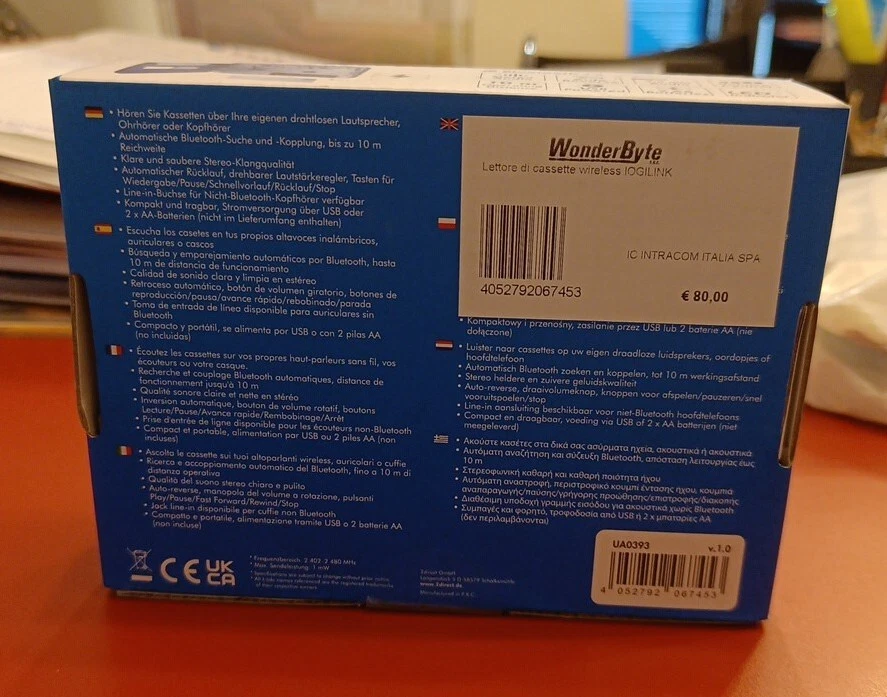 Logilink Lettore a Cassette Bluetooth V4.2 Senza Fili Wireless - Immagine 2 di 3