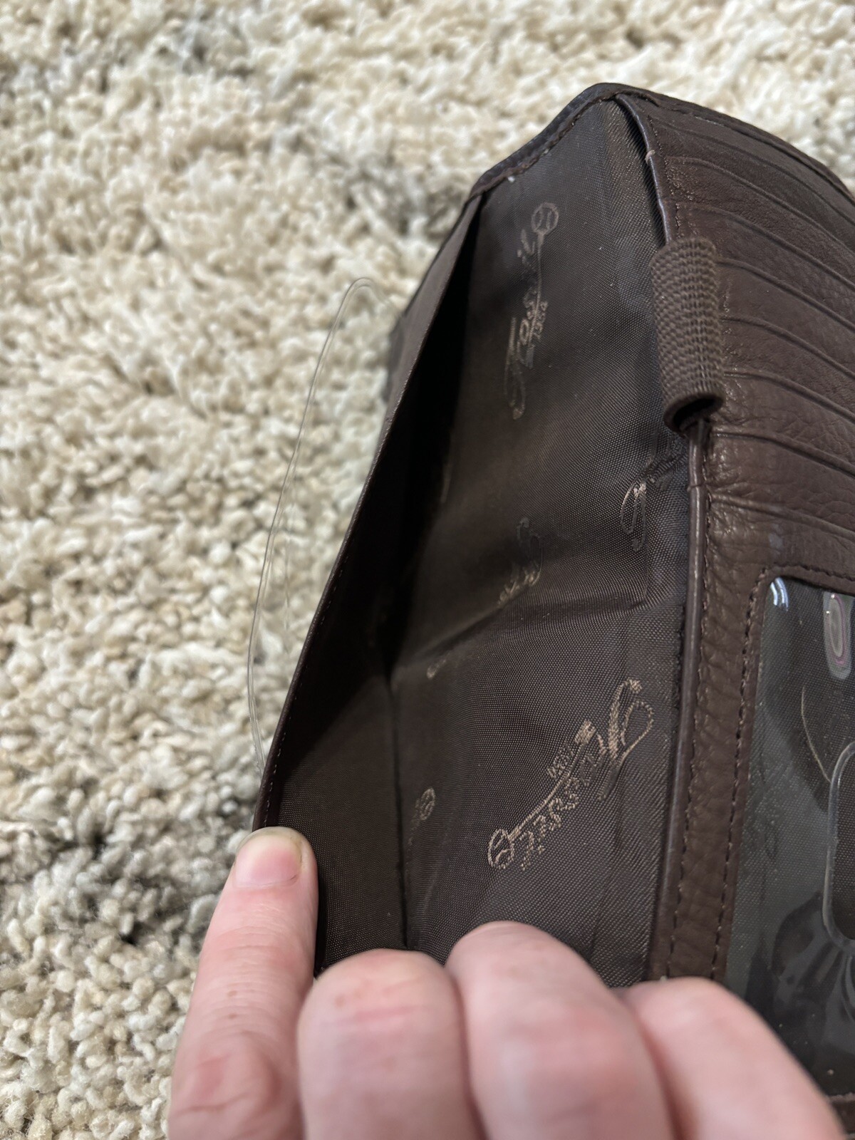 Fossil Multifunction Dark Brown Real Leather Wall… - image 7