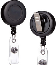 2 Pack Retractable ID Name Badge Holder Reels with Swivel Alligator Clip Black 