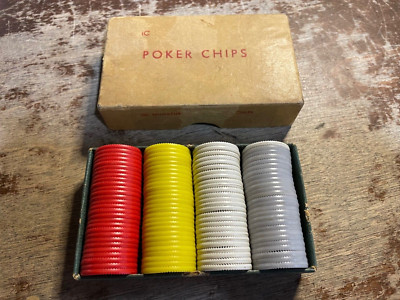 Vintage H Baron Miniature Poker Chips 100 Count New York Mid century
