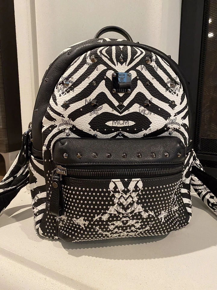 MCM  Visetos Zebra Studded Small Backpack