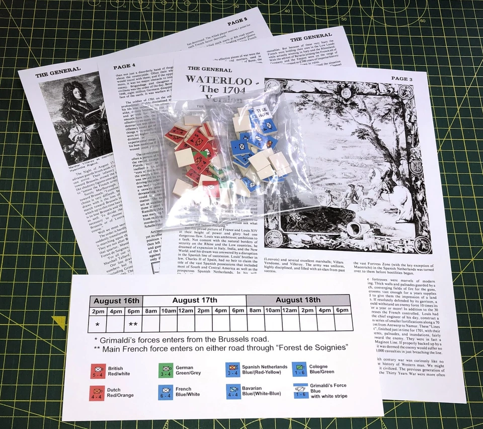 Waterloo 1704 expansion for Avalon Hill, 76 counters & 1 record card - Image 2 of 4
