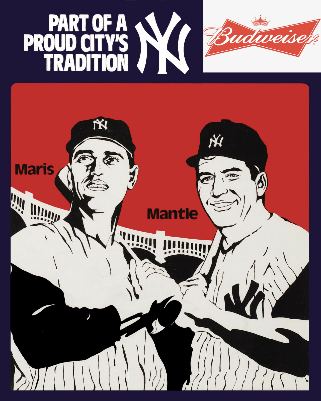 Mantle Maris Budweiser Beer Wall Art 8x10 Vintage Advertising Photo  -image