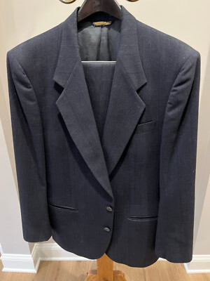 Nino Cerruti Men's Suit Navy Blue Rue Royale Jacket Wool Made in USA
