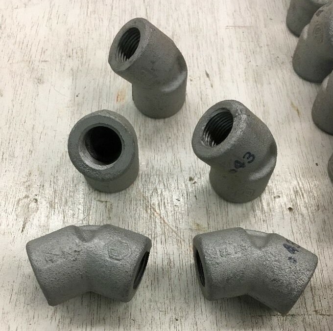 1/2" Heavy Galvanized Steel NPT Threaded 45 Degree Elbow Pipe Fitting (Lot of 5)