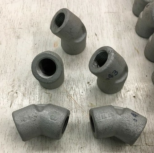 1/2" Heavy Galvanized Steel NPT Threaded 45 Degree Elbow Pipe Fitting (Lot of 5)