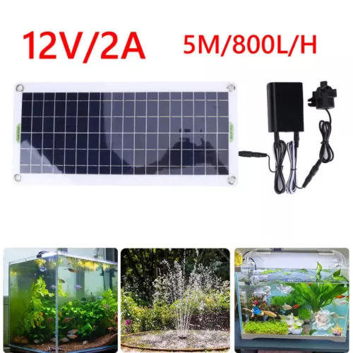 Solar Panel Powered Water Feature Pump Garden Pool Pond Aquarium Fountain-800L/H - Picture 2 of 9