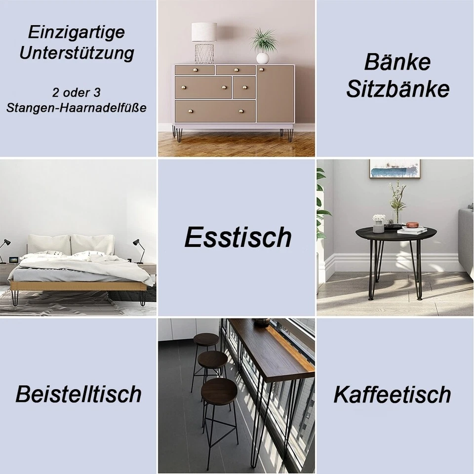 Hairpin Tischbeine 4er-Set Leg Tischgestell Möbelfuß Tischkufen Tischfüße Stahl - Bild 4 von 4