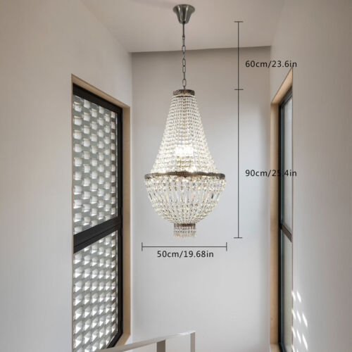 24" Modern Rain Drop Crystal Chandelier Pendant Light Elegant Ceiling Fixture