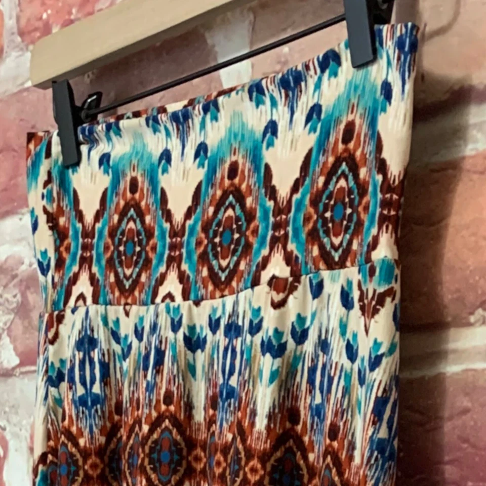 Falda Loveappela Mujer Pequeña Azul Marrón Boho Abstracta Pull On Foto 3 de 4