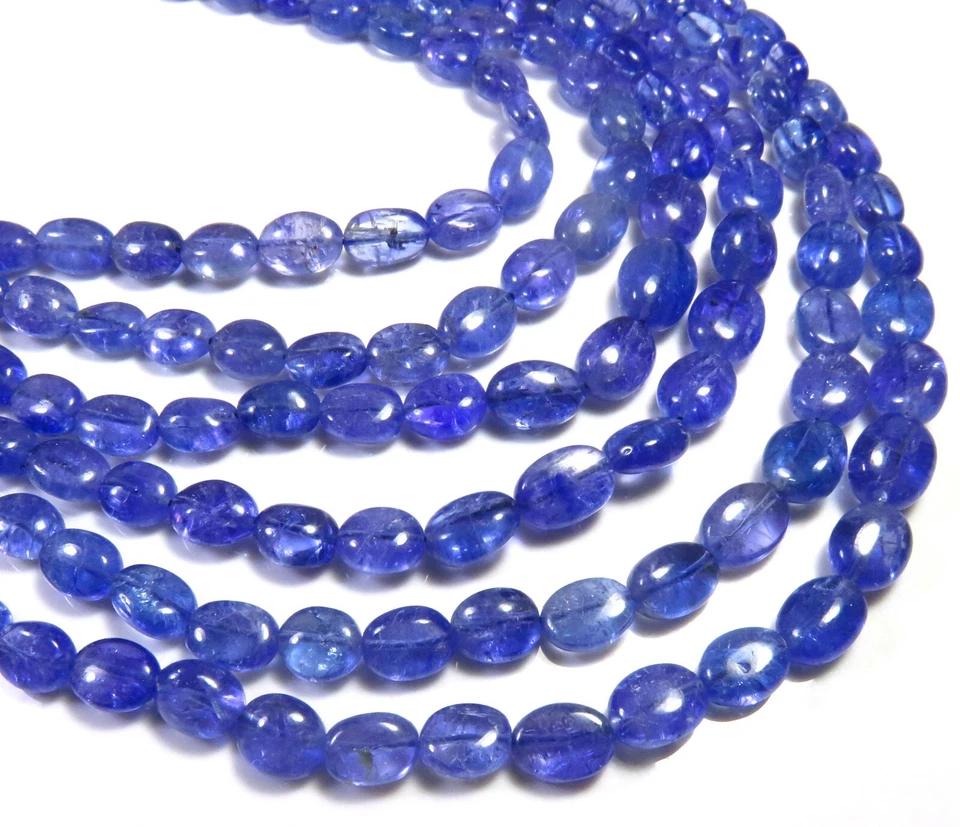 AAA+ Natural Blue Tanzanite Oval Smooth Gemstone Beads 5-9mm 4-18inches GV-4297 - Image 2 of 4