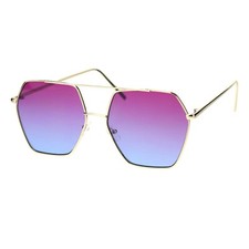 Hexagon Shape Sunglasses Women's Top Bridge Metal Frame UV400