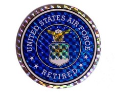 USAF United States Air Force Retired Reflective Round Decal Bumper Sticker 3"