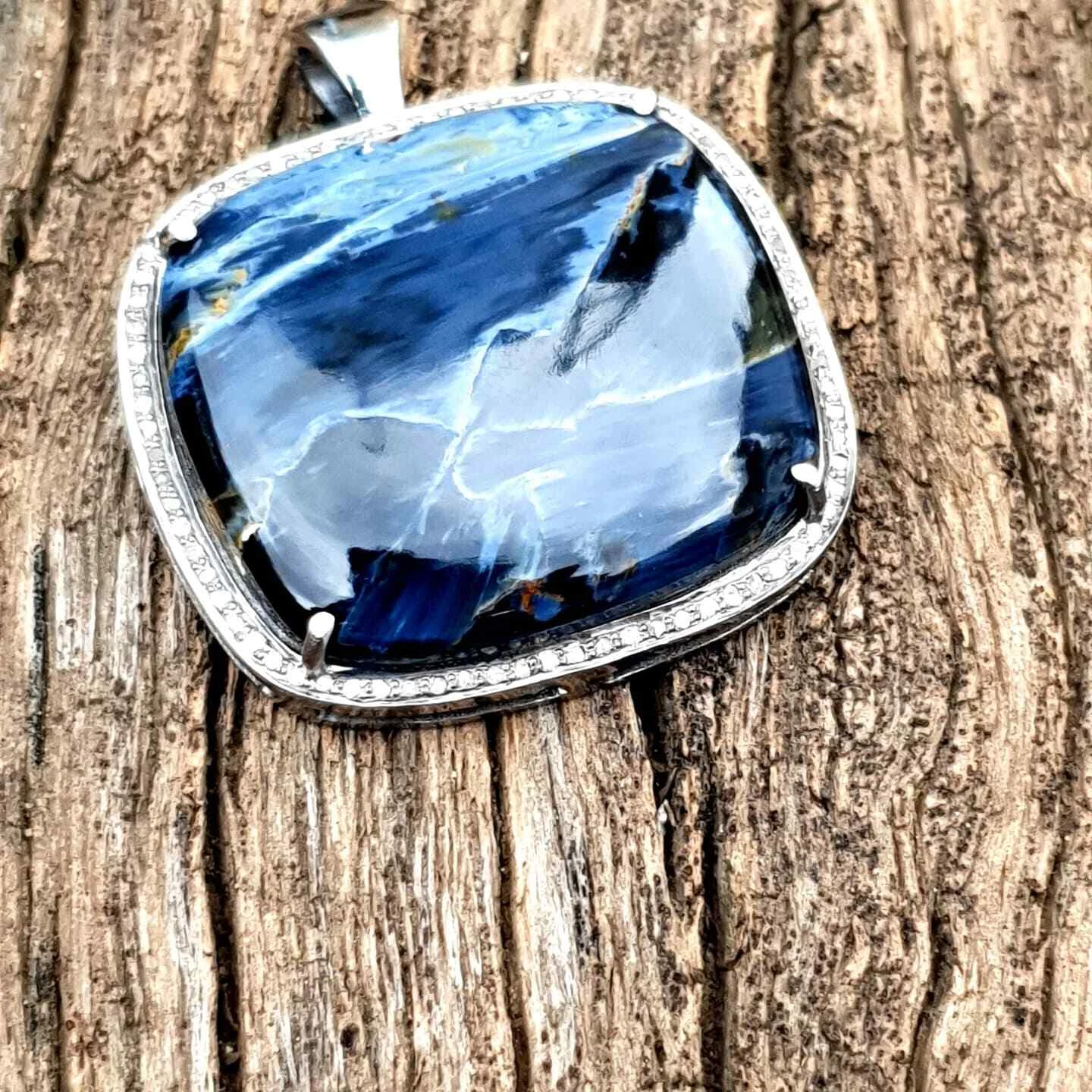 Pietersite Pendant 925 Silver Diamond Pietersite Pendant Gift sea wave view