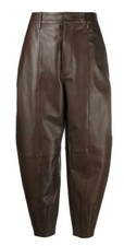 NWT 1298 Polo Ralph Lauren Women's Cropped Tapered Legs Brown Leather Pants 2
