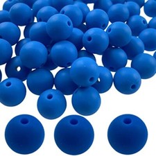 Silicone Beads, 60pcs 15mm Beads for Keychain Making Bulk 15mm, Blue