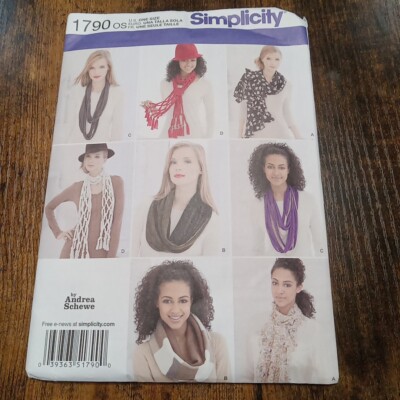 Simplicity Patterns 1790 Scarves 4 Styles