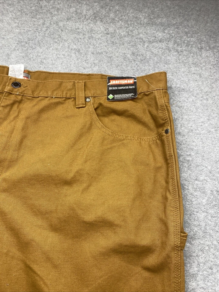 Calça Craftsman Carpinteiro Masculina 50x30 Frente Plana Pato Marrom 8 Bolsos Laço Martelo - Imagem 3 de 4