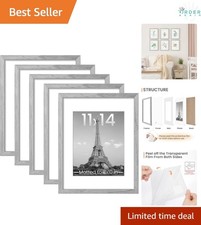 Set of 5 Gray Picture Frames Rectangular Wall Gallery Display 11x14