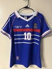 Adidas Jersey Men's Blue 10 Zinedine Zidane France 1998 World Cup Retro Soccer