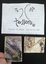 2 VTG Tessoro Brooches Pin Birch Bark Copper Recycled Boho Modern Art 1 7/8"