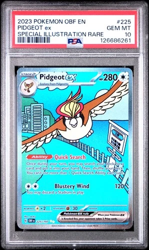 PSA 10 Pidgeot Ex #225 2023 Pokemon Obf Obsidian Flames 126686261