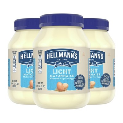 Hellmann's Light Mayonnaise 3 Count Light Mayo For a Creamy Condiment for