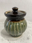 Red Wing Pottery 2011 Lidded Honey / Jelly Pot Green Brown Farm Country Kitchen