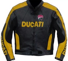 DUCATI Uomo Giubbotto Moto in Pelle Da Corsa Giacca in Pelle da Motociclista CE
