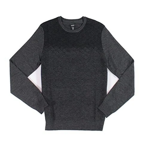 Alfani Mens Sweater Crewneck Pattern Knit Pullover Wool Dark Gray Size XL $85