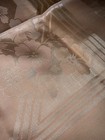 VINTAGE 40'S PEACH SILK DAMASK FLORAL 50” Square Tablecloth with Napkins — photo 4