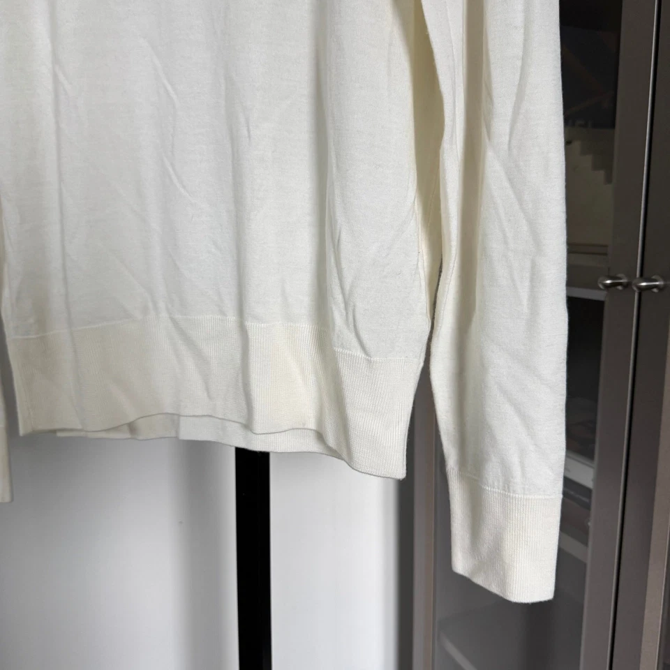 Suéter The Row Seiler Marfil Lana Merino Cachemira Tejido Cuello Alto L NUEVO Crema Foto 3 de 4