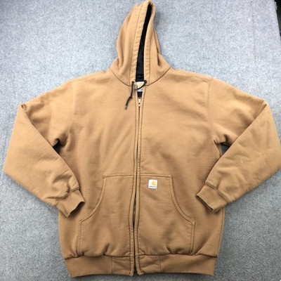 Vintage Carhartt Hoodie Mens XL Brown Thermal Lined Full Zip