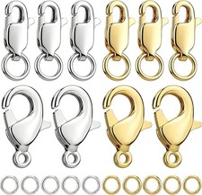 12Pcs 18K Gold Lobster Claw Clasps for Jewelry Making with Jump Rings