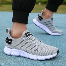 Men Mesh Running Shoes Breathable Casual Trainers Soft Sole Outdoor Sneakers