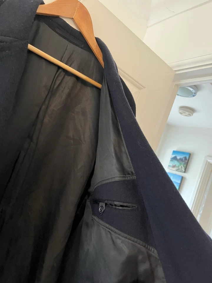 Wool Coat XL (42) Di Caprio Double Breasted Jacket XL NAVY virgin New Wool - Image 2 of 4