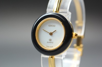 [NEAR MINT] Gucci Change Bezel 1100-L Gold White Dial 26mm Quartz Damenuhr
